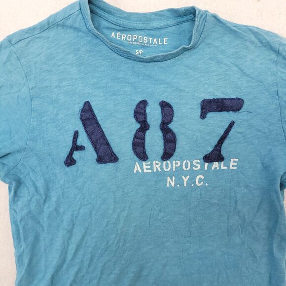 Aeropostale A87 Casual Short Sleeve T Shirt Adult Mens Size Small S Blue - Picture 1 of 10